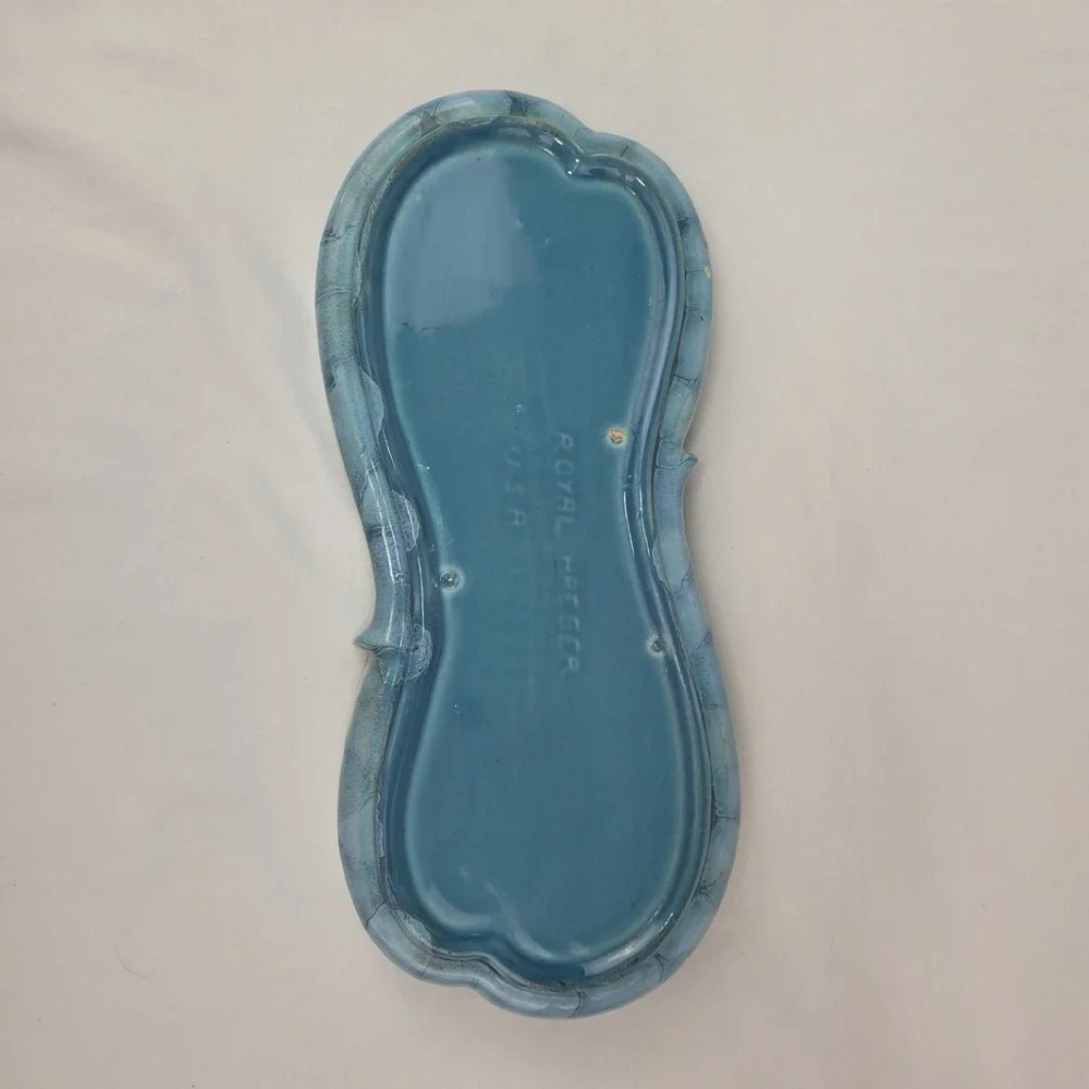 Vintage Royal Haeger USA Blue Drip Glaze Ceramic Dish Tray 13.5in